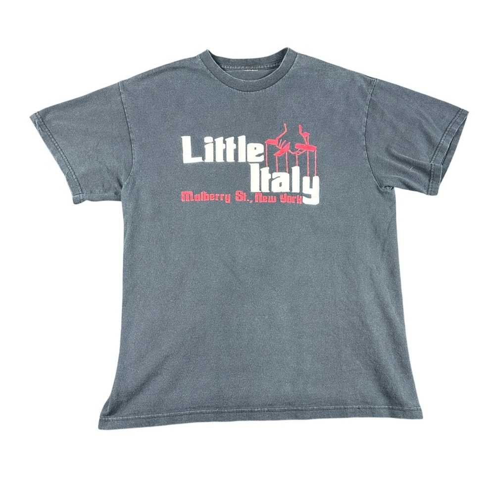 Little Italy Mulberry St New York T Shirt Mens Large Black Graphic Tee Godfather